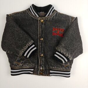 Vintage Bugle Boy Sherpa Lined Black Denim Jacket 18-24 Months